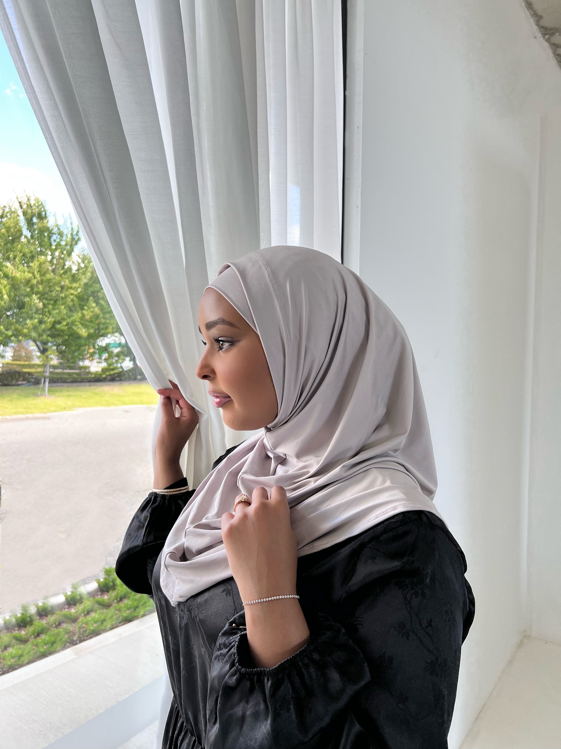 Light Grey Two Piece Amira Hijab Set